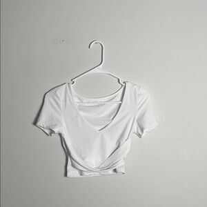 SHEIN Elegant White V-Neck Crop Top